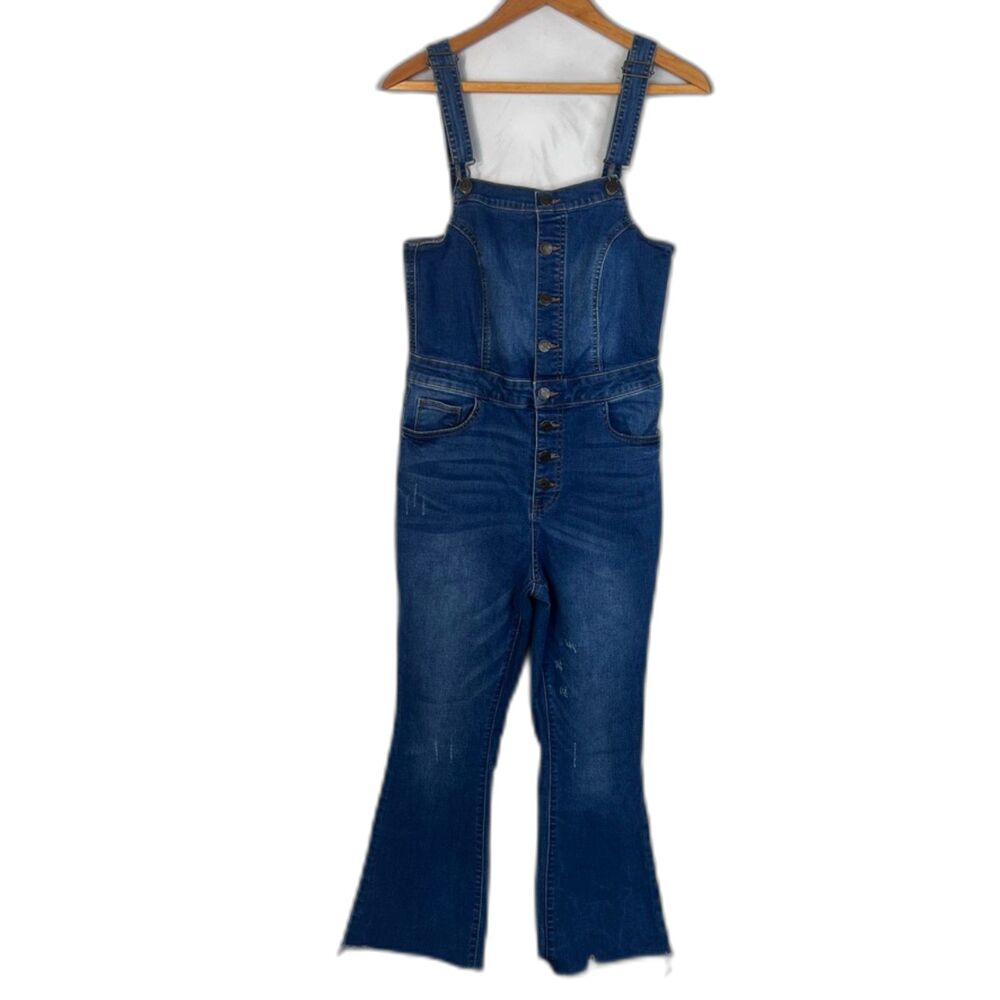 Wax Denim Overalls Button Front Boho‎ Rustic Country Casual Size Large
